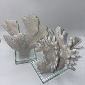 Coral Reef Sculptures‎ Set Of 2 Tabletop Decorative Beach Ocean Decor